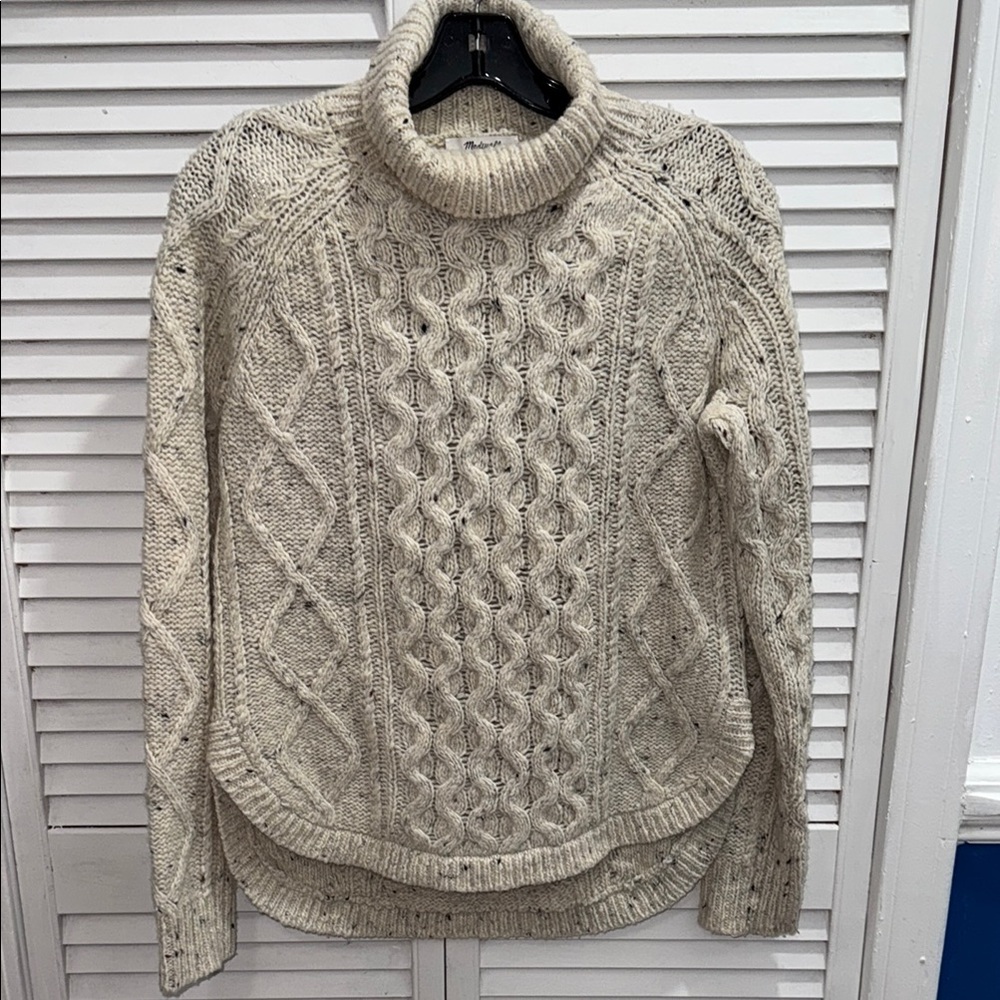 Madewell Cable Knit Cream Turtleneck Sweater XS